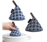 Vastsea 2 Piezas Mini Guantes Horno, Agarraderas de Tela de Algodón, Mini Guantes Horno Bordado a Mano, Aplicar para Hornear Cocinar Barbacoa Microondas Parrilla(Azul)