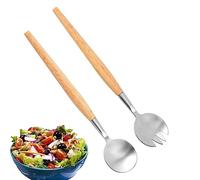 Vastsea 2 Piezas Servidores para Ensaladas de Acero Inoxidable, Cubiertos de Ensalada Madera, Ensalada Cubiertos para Servir, para Postres, Ensaladas