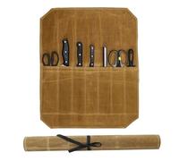 Vastsea Bolsa para Cuchillos con 7 Compartimentos, Rollo de Cuchillo de Chef Bolsa de Almacenamiento, para Acampar Hacer Senderismo (Caqui)