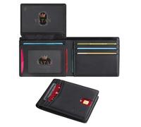 VATAN Cartera minimalista para hombre, tarjetero de crédito, de cuero delgado, con 2 ventanas de identificación, gran capacidad, con caja de regalo, Caballo loco negro, talla única