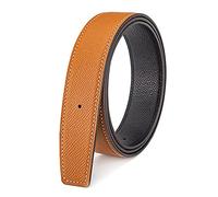 Vatee's Cinturón de repuesto reversible de piel auténtica sin hebilla de 3,8 cm/3,2 cm de ancho, H285 Earth Yellow Black, XX-Large