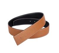 Vatee's Cinturones de cuero genuino reversibles para hombres/mujeres correa de cinturón de repuesto sin hebilla 32mm de ancho 105cm de largo Negro & Amarillo