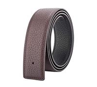 Vatee's Cinturones de cuero genuino reversibles para hombres/mujeres correa de cinturón de repuesto sin hebilla 32mm de ancho 95cm de largo Negro & Marrón