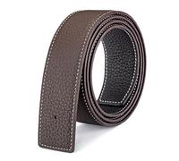 Vatee's Cinturones de cuero genuino reversibles para hombres/mujeres correa de cinturón de repuesto sin hebilla 38mm de ancho 110cm de largo Negro & Marrón