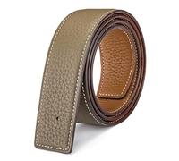Vatee's Cinturones de cuero genuino reversibles para hombres/mujeres correa de cinturón de repuesto sin hebilla 32mm de ancho 95cm de largo Amarillo & Caqui