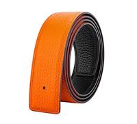 Vatee's Cinturones de cuero genuino reversibles para hombres/mujeres correa de cinturón de repuesto sin hebilla 32mm de ancho 95cm de largo Negro & Naranja