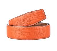 Vatee's Cinturones de cuero genuino reversibles para hombres/mujeres correa de cinturón de repuesto sin hebilla 32mm de ancho 95cm de largo Amarillo & Naranja