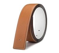 Vatee's Cinturones de cuero genuino reversibles para hombres/mujeres correa de cinturón de repuesto sin hebilla 32mm de ancho 120cm de largo Blanco & Amarillo