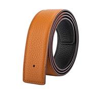 Vatee's Cinturones de cuero genuino reversibles para hombres/mujeres correa de cinturón de repuesto sin hebilla 32mm de ancho 125cm de largo Amarillo & Negro