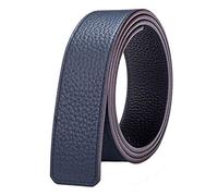 Vatee's Cinturones de cuero genuino reversibles para hombres/mujeres correa de cinturón de repuesto sin hebilla 38mm de ancho 105cm de largo Negro & Azul oscuro