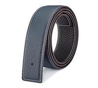Vatee's Cinturones de cuero genuino reversibles para hombres/mujeres correa de cinturón de repuesto sin hebilla 32mm de ancho 100cm de largo Azul & Negro