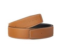 Vatee's Correa de cinturón de repuesto para hombre/mujer de piel auténtica Reversible sin hebilla 32mm de ancho 100cm de largo Negro & Amarillo