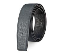 Vatee's Correa de cinturón de repuesto para hombre/mujer de piel auténtica Reversible sin hebilla 38mm de ancho 115cm de largo Azul & Negro