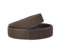 Vatee's Correa de cinturón de repuesto para hombre/mujer de piel auténtica Reversible sin hebilla 38mm de ancho 125cm de largo Negro & Marrón
