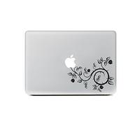 Vati Vinilo adhesivo extraíble con diseño de flores, color negro para Apple MacBook Pro Air Mac de 13 pulgadas, 15 pulgadas y 15 pulgadas
