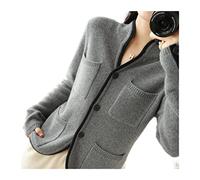 VATIVA - Suéter de mujer, 100% cachemira, otoño/invierno, cuello alto, casual, chaqueta de punto, gris, M