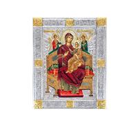 VATOPEDI MONASTERY MOUNT ATHOS Panagia Pantanassa Símbolo de la esperanza 17mo siglo hecho a mano icono sobre lienzo del monte Athos (19 x 15 cm)