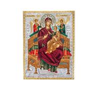 VATOPEDI MONASTERY Panagia Pantanassa Símbolo de la Esperanza Icono hecho a mano del siglo XVII sobre lienzo del monte Athos (26 x 19 cm)