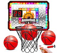 VATOS Aro de baloncesto para interiores, marcador de luz LED con control remoto, juego de baloncesto sobre la puerta, juguete de dormitorio para niños de 3 a 8 años