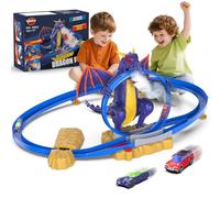 VATOS Dragon Slot Track Cars - Juego de autos de carreras con luz y aerosol, juguetes para niños de 4 a 7 años, actividades en interiores, regalos de autos de carreras