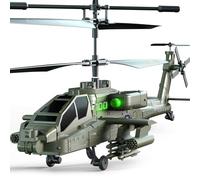 VATOS Helicóptero Control remoto 2.4G con 2 pilas y luz LED con función de despegue de un toque, helicóptero RC interior serie militar juguetes para niños o principiantes 14+
