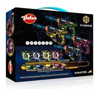 VATOS Juego de Laser Tag recargable con sensores de 360° para 4 jugadores, 2,4 GHz de infrarrojos con visualización de datos en tiempo real, juego familiar y grupal para niños y adolescentes, regalos