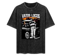 Vatos Locos Original Low Rider Men's T-Shirt Unisex Black Cotton Print tee Shirts L