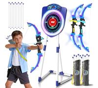 Vatos: Pack de 2 Arcos y Flechas LED para niños con puntuación automática; Juego de Tiro con Arco Luminoso Que Incluye 10 Flechas con ventosas, 2 carqueros y una Diana de Tiro con Arco LED