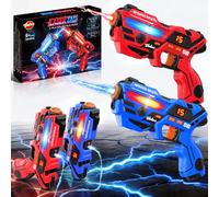 VATOS Set de 2 Laser Tag Recargables, Pistolas Láser con Pantalla LED, Sonido y Vibración, Alcance de 40 m, Juego de Disparos para Interior y Exterior, Regalo Ideal para Niños a Partir de 6 Años