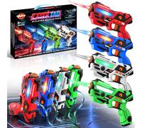 VATOS Set de 4 Laser Tag Recargables, Pistolas Láser con Pantalla LED, Sonido y Vibración, Alcance de 40 m, Juego de Disparos para Interior y Exterior, Regalo Ideal para Niños a Partir de 6 Años