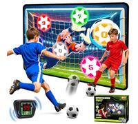 VATOS Set de Fútbol Electrónico con Marcador, Portería de Tela Interior Exterior, 2 Modos, Portería de Tela y 2 Balones,Juguete Deportivo para Niños 3-12 Años