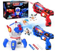 VATOS Set de Láser Tag Recargable para 2 Jugadores, Pistolas Infrarrojas y Proyección con Pantalla LED de Puntuación y 3 Tarjetas de Objetivo, Juego de Láser para Niños y Familia a Partir de 6 años