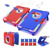 Vatos Set Portátil de Cornhole con Luces LED y Efectos de Sonido, Marcador, Plegable - 2 Tableros y 8 Sacos para Jardín, Camping, Eventos Deportivos, Juego al Aire Libre para Niños y Adultos