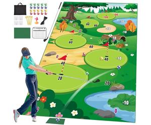 VATOS Tapete de Juego de Golf Con Palo - Práctica y Entrenamiento Para Interiores y Exteriores - Para Niños, Adultos, Familia - Incluye 20 Pelotas