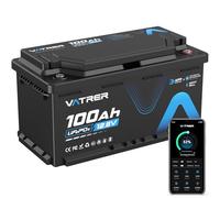 VATRER POWER Batería LiFePO4 12,8V 100Ah DIN H8/L5 Bluetooth | BMS Inteligente 100A·1680Wh Energía Útil·5000+ Ciclos·Sistema Solar,Autocaravana & Respaldo