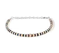 Vatslacreations Pulsera de cuentas de ópalo etíope de piedras preciosas naturales, semipreciosas, hecha a mano, para mujeres y niñas (22 cm), smooth rondelle, Piedra, Ópalo azul
