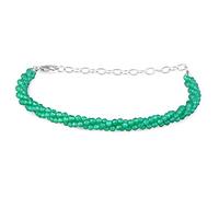 Vatslacreations Pulsera de ónix verde, pulsera de ónix verde de 2,5 mm, pulsera de ónix verde trenzado facetado redondo, pulsera de cuentas de ónix verde para regalo, Piedra