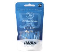 Vauen Blue - Filtros delgados de carbón activado de 6 mm, tapas de cerámica, control de humedad, secado fresco y seco, calidad alemana, paquete de 50