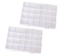 Vauki 2 cajas clasificadoras para piezas pequeñas, caja de almacenamiento transparente con 24 compartimentos, caja organizadora de piezas pequeñas, caja de plástico con tapa para perlas, pendientes