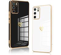 Vauki 2 Pack Funda para OPPO A16/A16s/A54s, Carcasa con Amor Corazón, Suave Silicone TPU Soft Case Love Patrón Anti-Arañazos Anti-Choques Bumper Cover for OPPO A16/A16s/A54s, Negro y Blanco