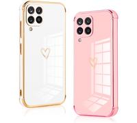 Vauki 2 Pack Funda para Samsung Galaxy A12/M12/A12 Nacho 6.5", Patrón de Corazón Carcasa, Silicone TPU Soft Case Resistente a los Golpes para Samsung A12 Niños y Niñas Cover, Blanco y Rosa
