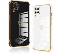 Vauki 2 Pack Funda para Samsung Galaxy A12/M12/A12 Nacho, Patrón de Corazón Carcasa, Silicone TPU Soft Case Resistente a los Golpes para Samsung A12, Negro y Blanco