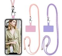 Vauki 2 Unidades Parche paraTeléfono Cadena paraTeléfono Móvil, Correa de Cuello Cuerda para Móvil Colgante Nylon Ajustable Desmontable para la Mayoría de Teléfonos para iPhone Samsung Xiaomi Oro rosa