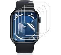 Vauki 4 Pack Protector Pantalla para Apple Watch Series 9/8/7 45mm Cristal Templado,Resistente a los Arañazos,Película de TPU Suave Film HD Transparente Sin Burbujas Vidrio Templado