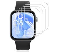 Vauki 4 Pack Protector Pantalla para Huawei Watch Fit 3/Fit 4 Cristal Templado,Resistente a los Arañazos,Película de TPU Suave Film HD Transparente Sin Burbujas Vidrio Templado