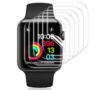 Vauki 6 Pack Protector Pantalla para Apple Watch Series 3/2/1 38mm Cristal Templado,Resistente a los Arañazos,Película de TPU Suave Film HD Transparente Sin Burbujas Vidrio Templado