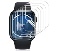 Vauki 6 Pack Protector Pantalla para Apple Watch Series 9/8/7 45mm Cristal Templado,Resistente a los Arañazos,Película de TPU Suave Film HD Transparente Sin Burbujas Vidrio Templado