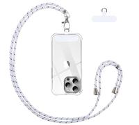 Vauki Cordón para Teléfono Cadena Universal con Parche, Colgar Teléfono con Correa Móvil en Cuello Ajustable Cuerda para la Mayoría de los Smartphone para iPhone Samsung Huawei Redmi OnePlus, Blanco