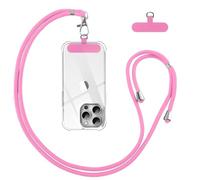 Vauki Cordón para Teléfono Cadena Universal con Parche, Colgar Teléfono con Correa Móvil en Cuello Ajustable Cuerda para la Mayoría de los Smartphone para iPhone Samsung Huawei Redmi OnePlus, Rosa
