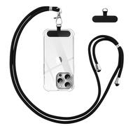 Vauki Cordón para Teléfono Cadena Universal con Parche, Colgar Teléfono con Correa Móvil en Cuello Ajustable Cuerda para la Mayoría de los Smartphone para iPhone Samsung Huawei Redmi OnePlus, Negro